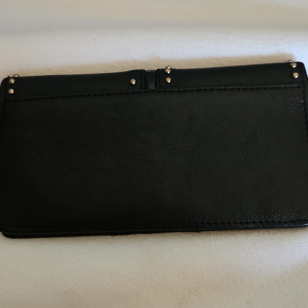 BRIGHTON Pretty Tough Black Leather Studded Checkbook Cardholder Wallet - Picture 6 of 14
